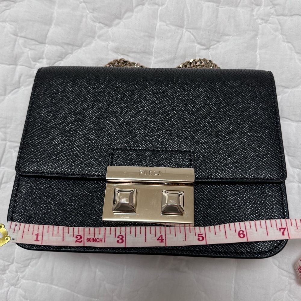 FURLA Bella Chain Crossbody Black In Gold Genuine Leather Bag - Picture 7 of 17